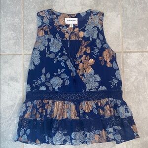 Floral Sleeveless Top with Ruffle Hem